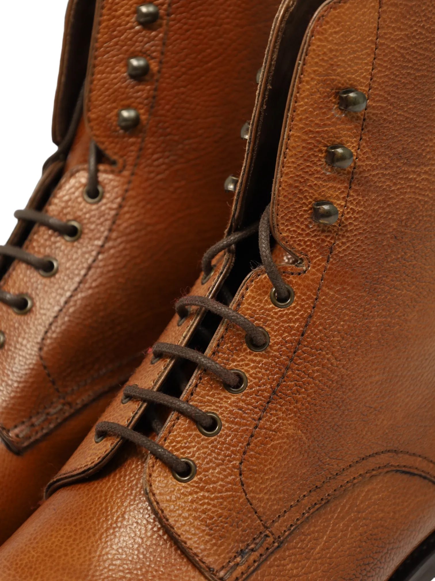 Carmina Cognac Brown Grain Leather Balmoral Boots
