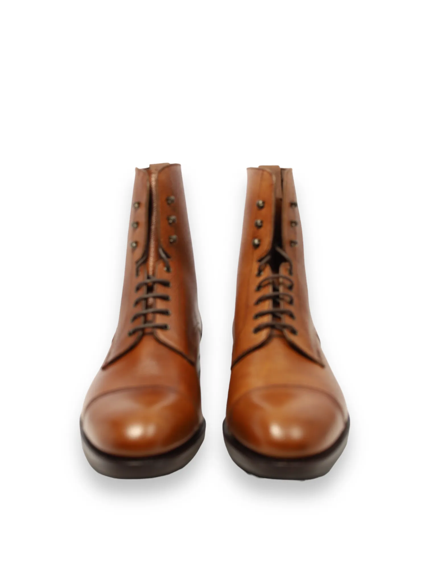 Carmina Cognac Brown Grain Leather Balmoral Boots