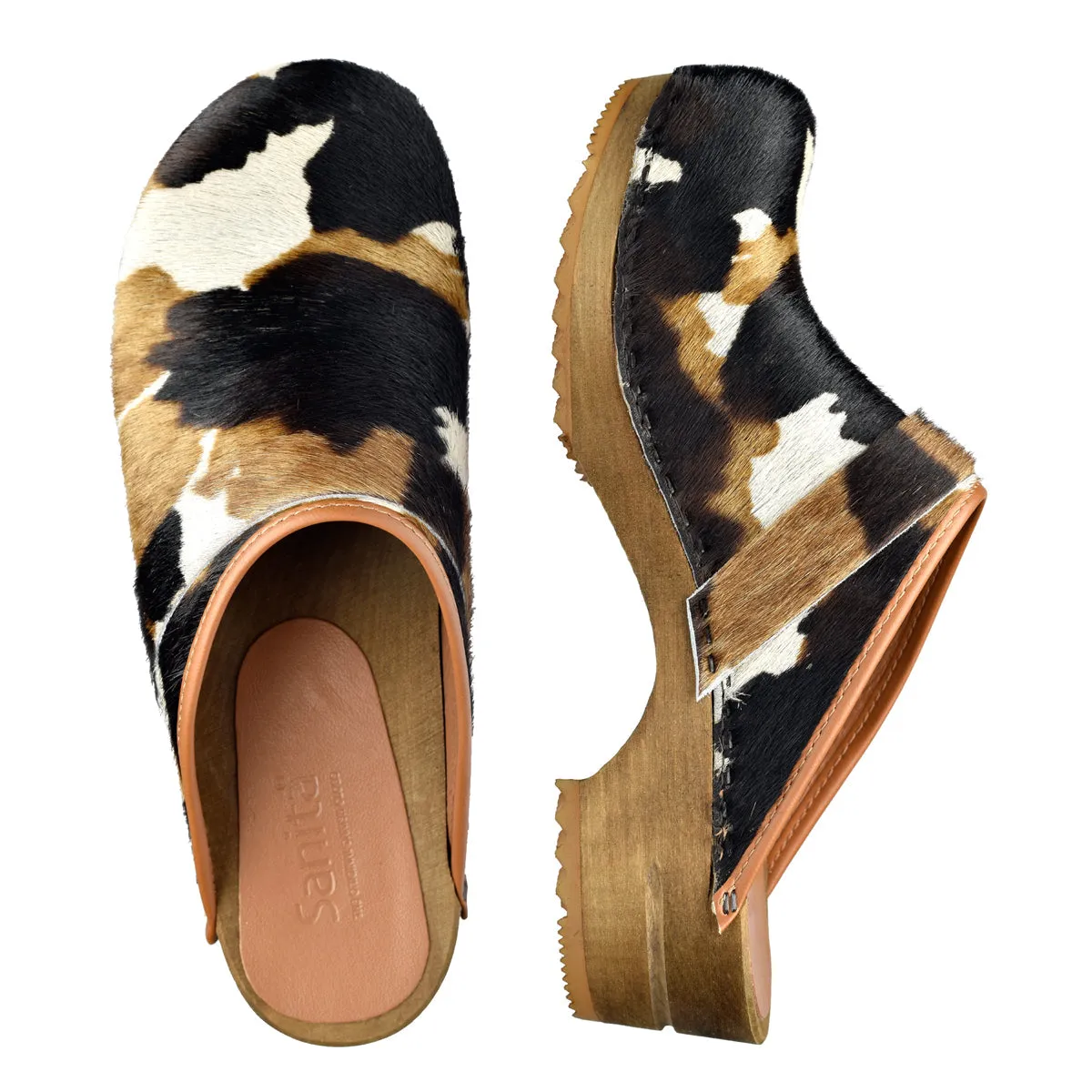 Caroline Women's Wood Clog in Cognac Cow