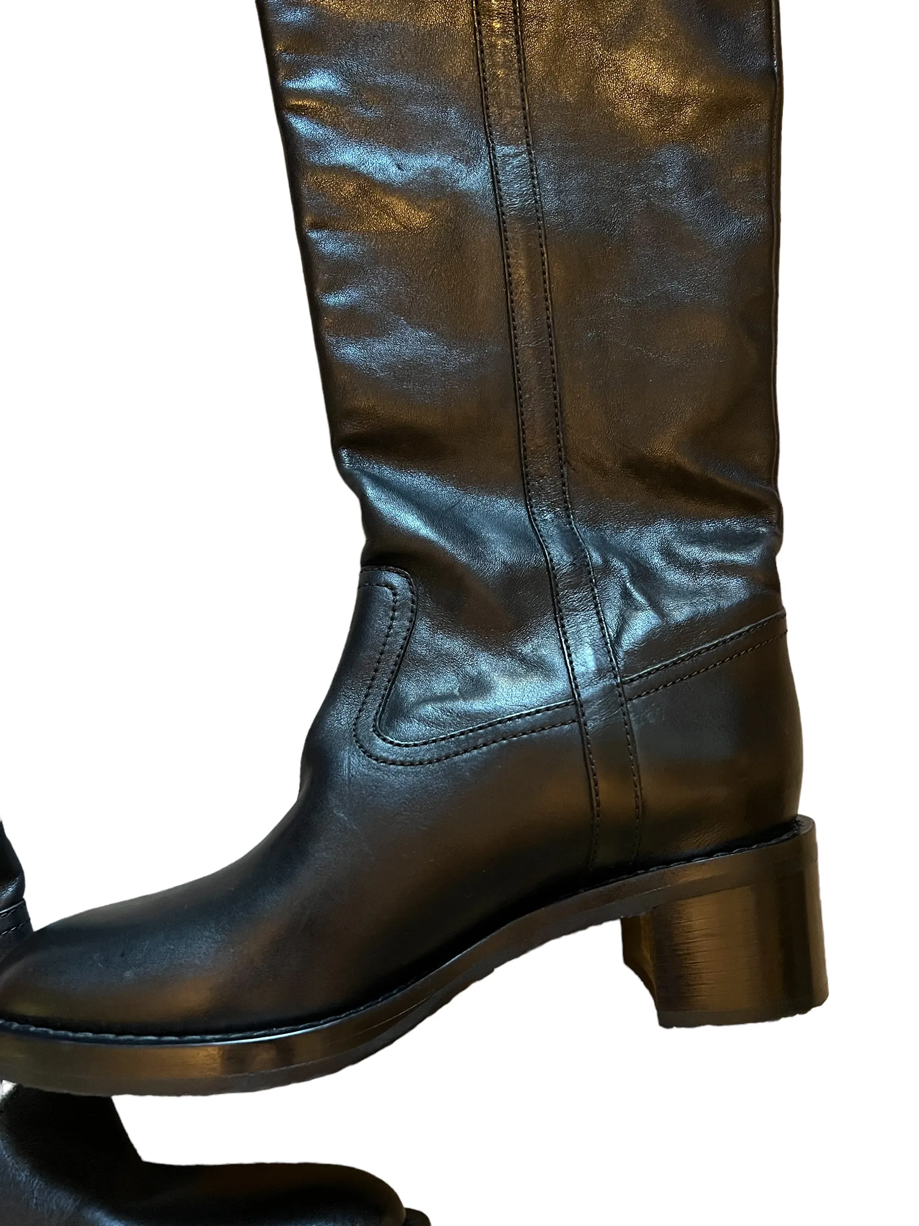 Celine Black Foldover OTK Folco Shearling Size 39 Boots