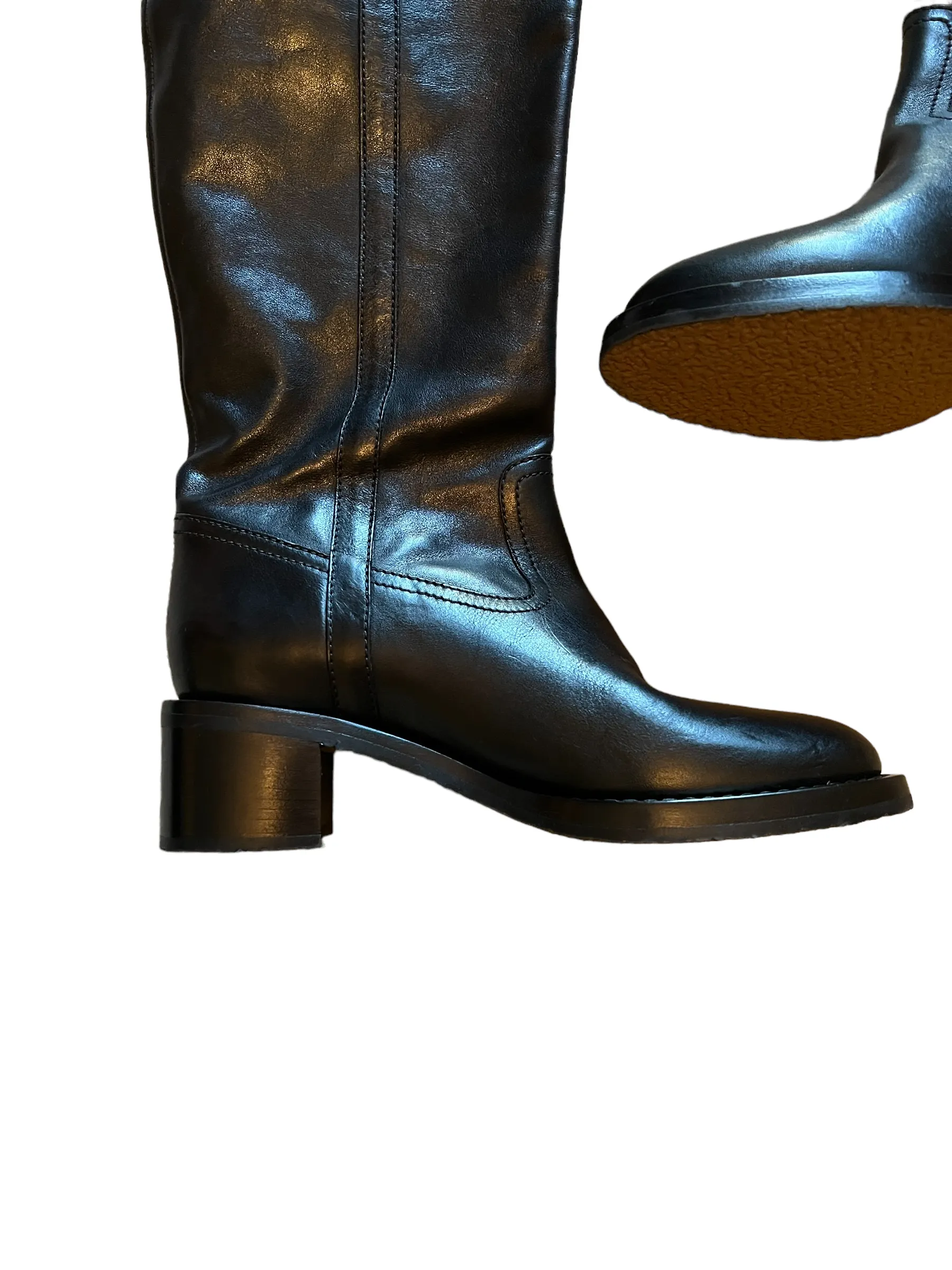 Celine Black Foldover OTK Folco Shearling Size 39 Boots