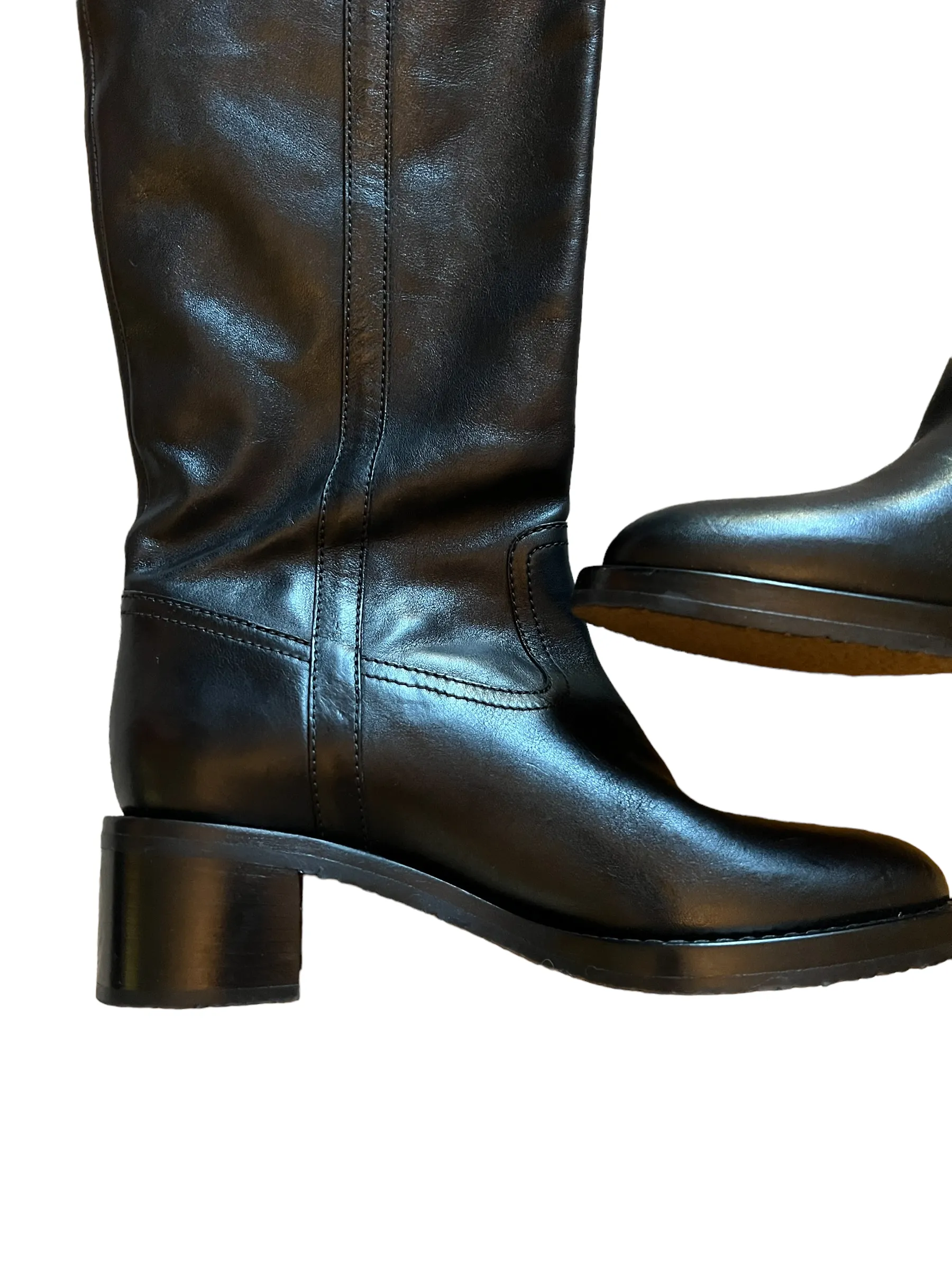 Celine Black Foldover OTK Folco Shearling Size 39 Boots