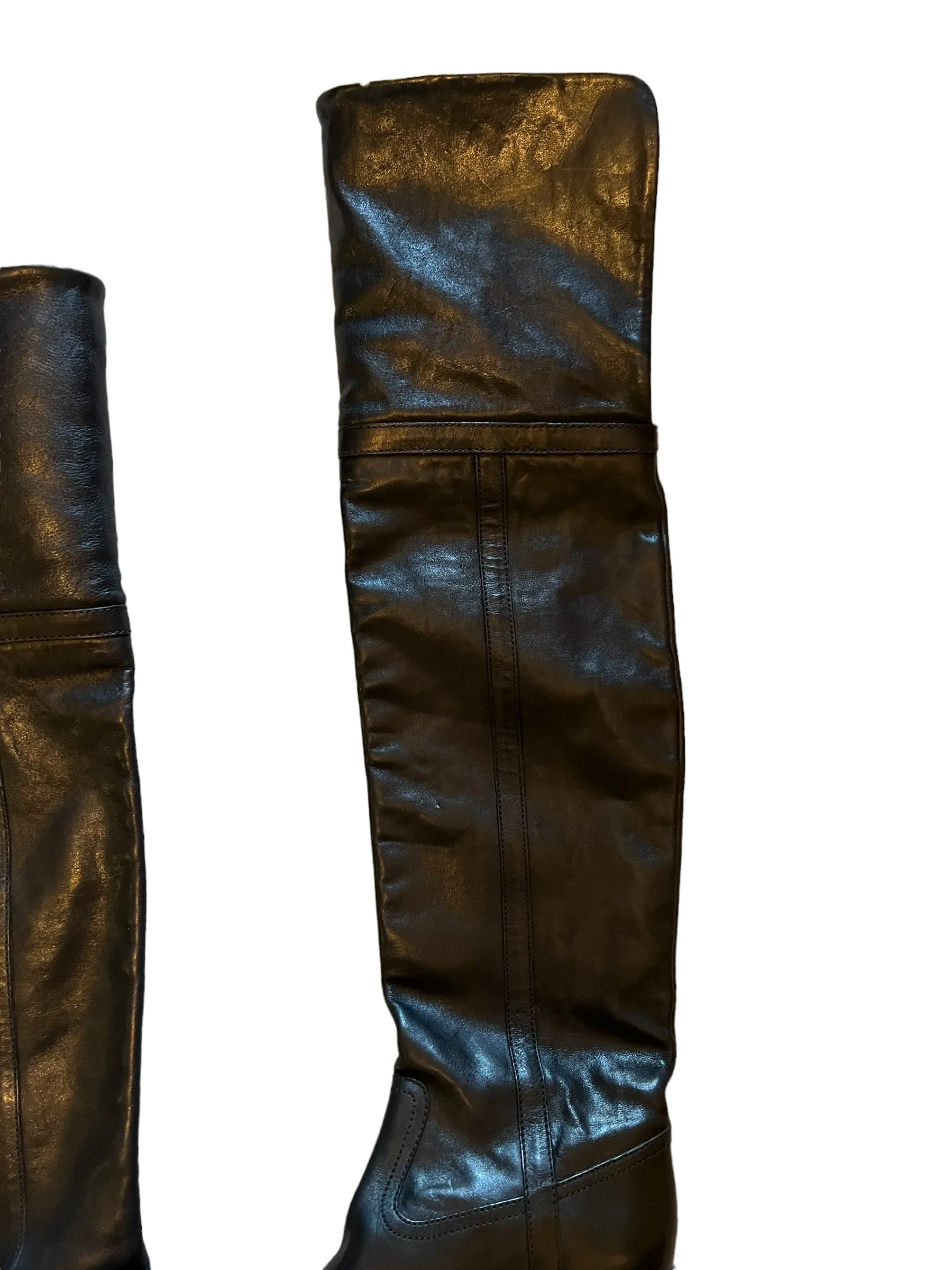 Celine Black Foldover OTK Folco Shearling Size 39 Boots