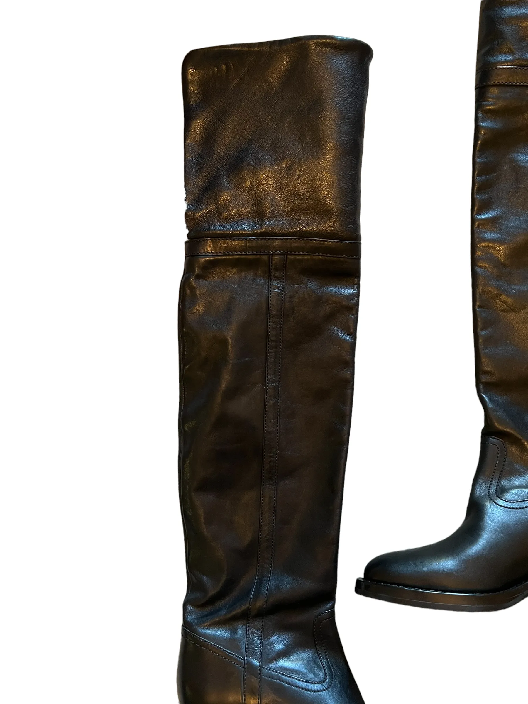Celine Black Foldover OTK Folco Shearling Size 39 Boots