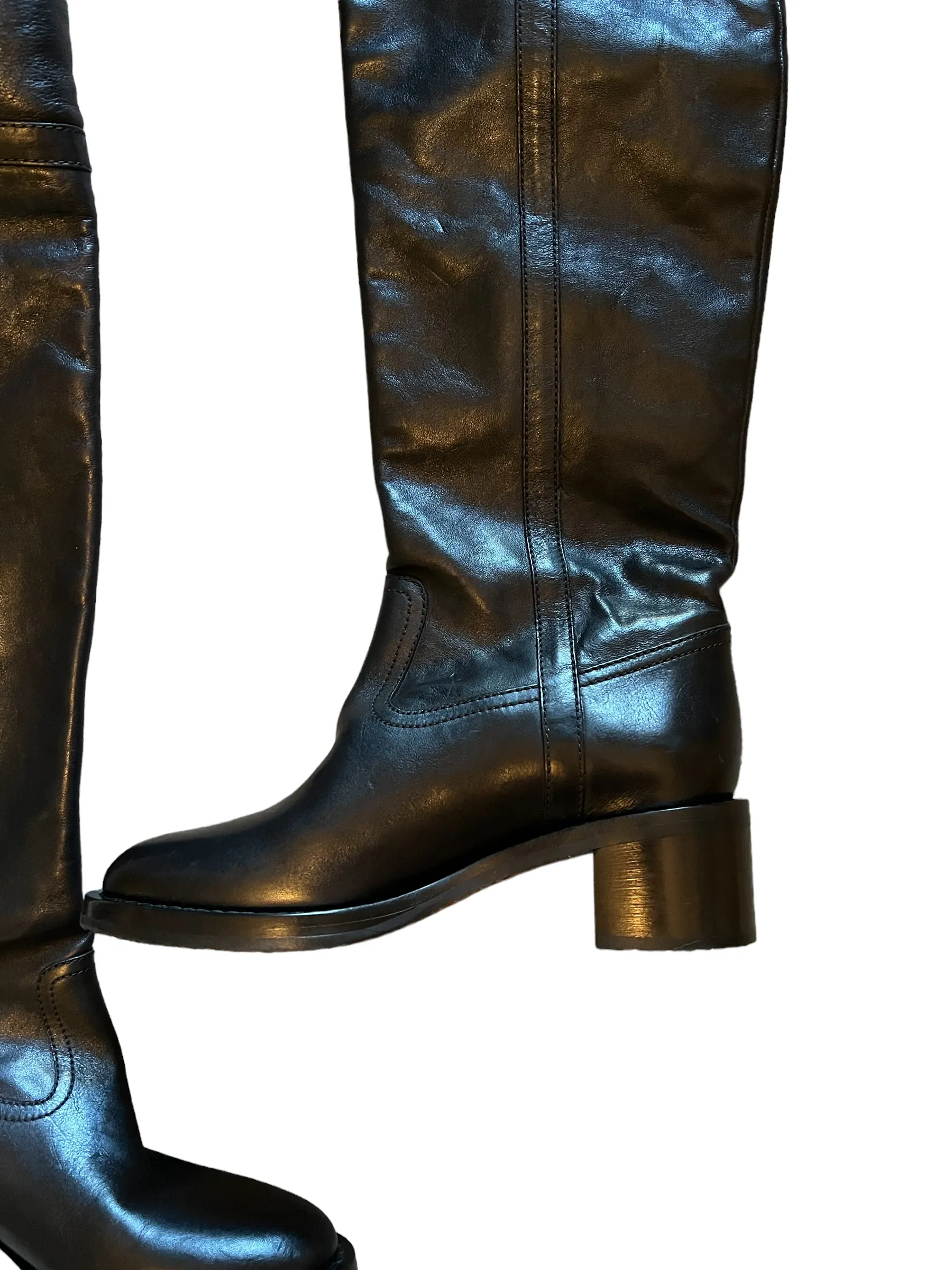Celine Black Foldover OTK Folco Shearling Size 39 Boots