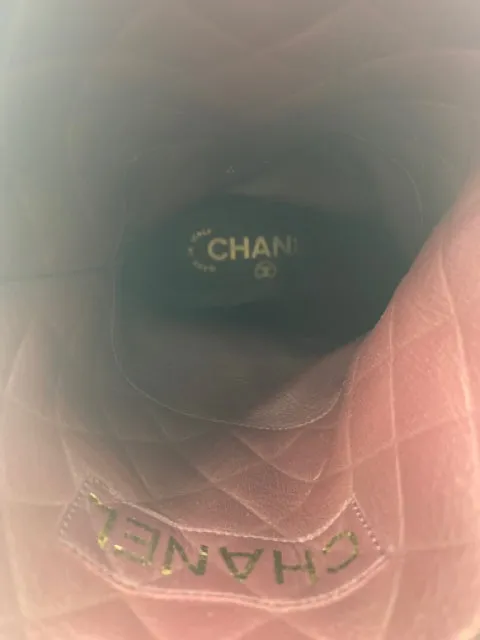 Chanel Black Calfskin CC Logo Size 37 Moto Boots