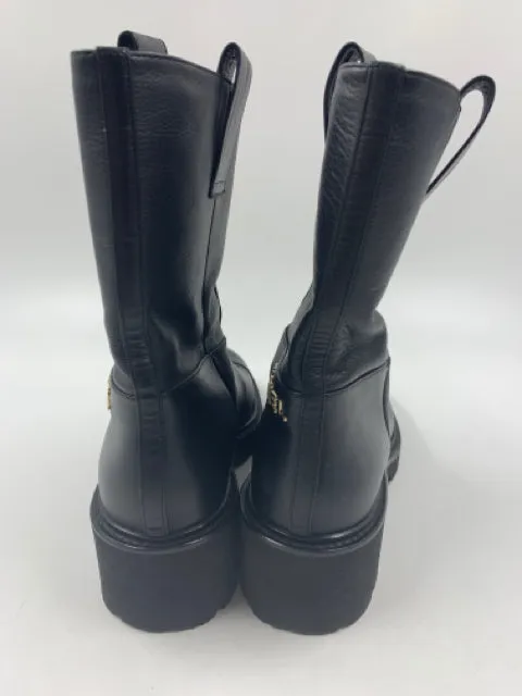 Chanel Black Calfskin CC Logo Size 37 Moto Boots