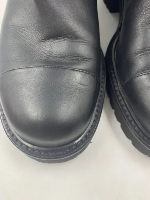 Chanel Black Calfskin CC Logo Size 37 Moto Boots