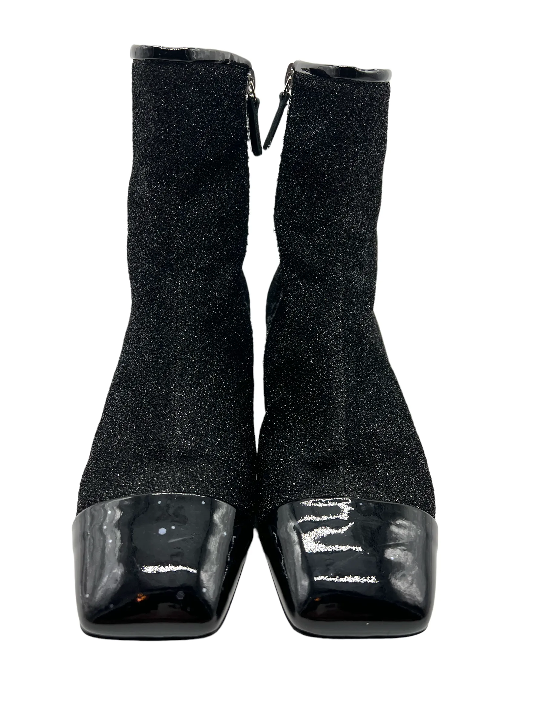 Chanel  Black Glitter Mesh Size 38 Booties