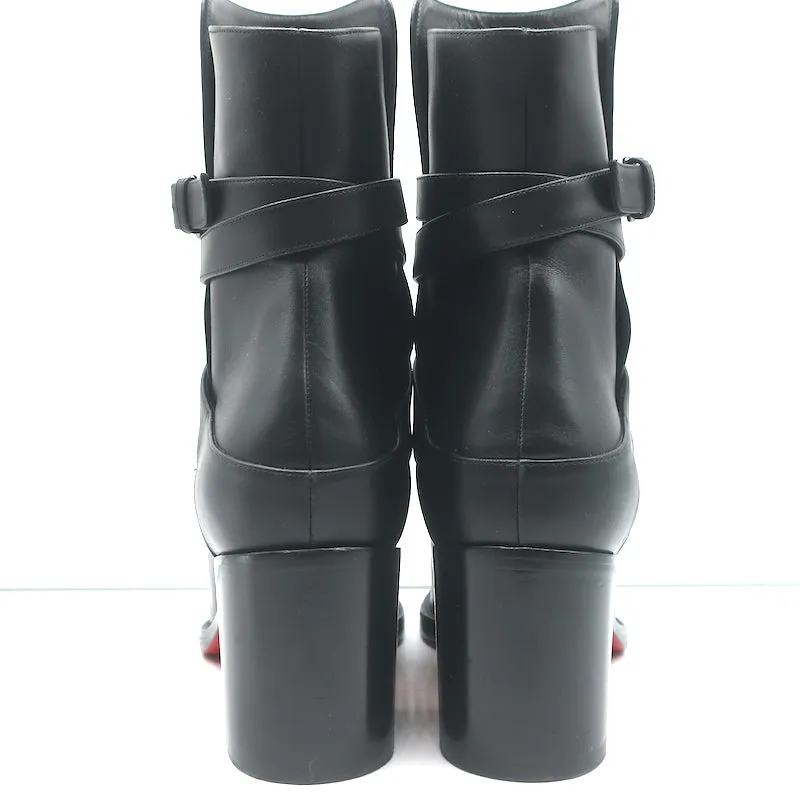 Christian Louboutin Karistrap Ankle Boots Black Leather Size 38.5