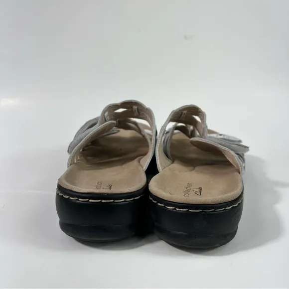 Clark's Collection White Adjustable 3 Strap Upper Slip On Comfort Sandals 11