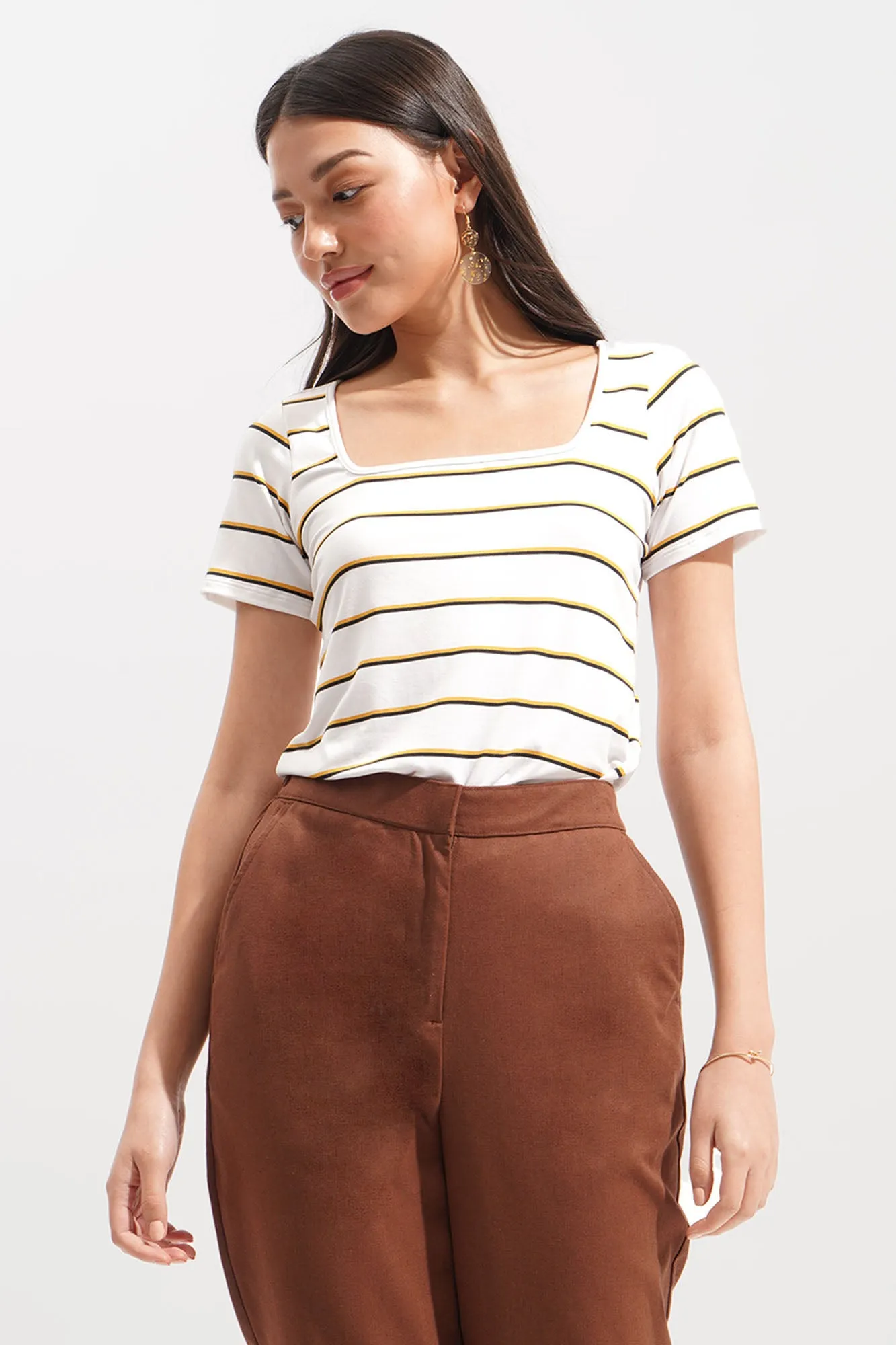Closet Staples Striped Square Neck Tee