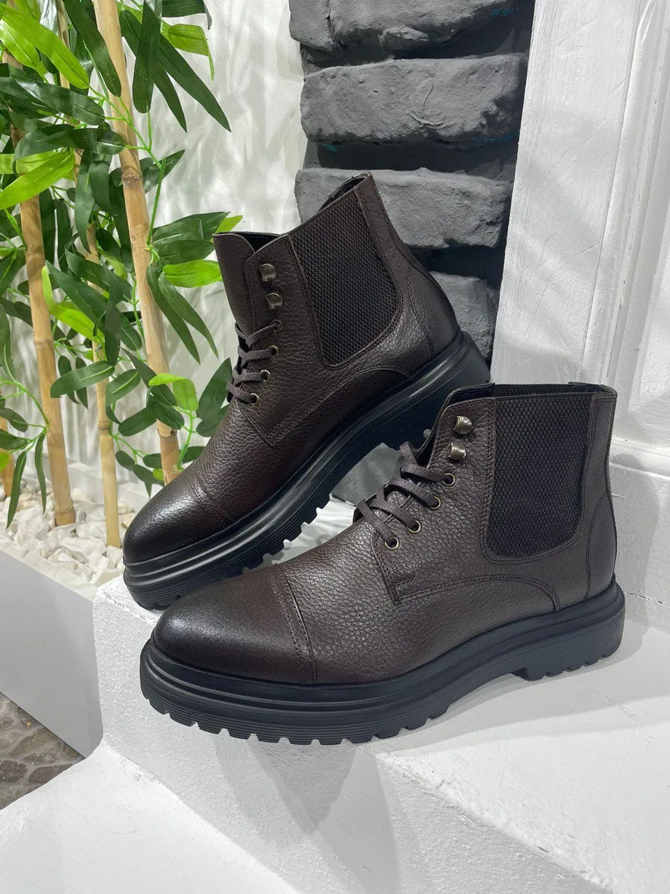 Coffee Brown Marching Boots