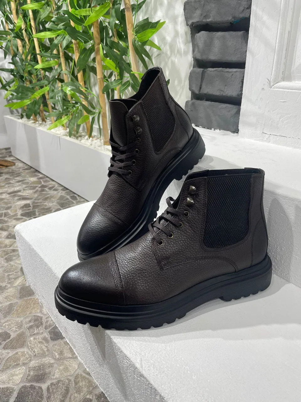 Coffee Brown Marching Boots