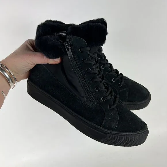 Cougar Dubliner-SN Shoes Women's 7 Black Suede Nylon Waterproof Faux Lapin Fur