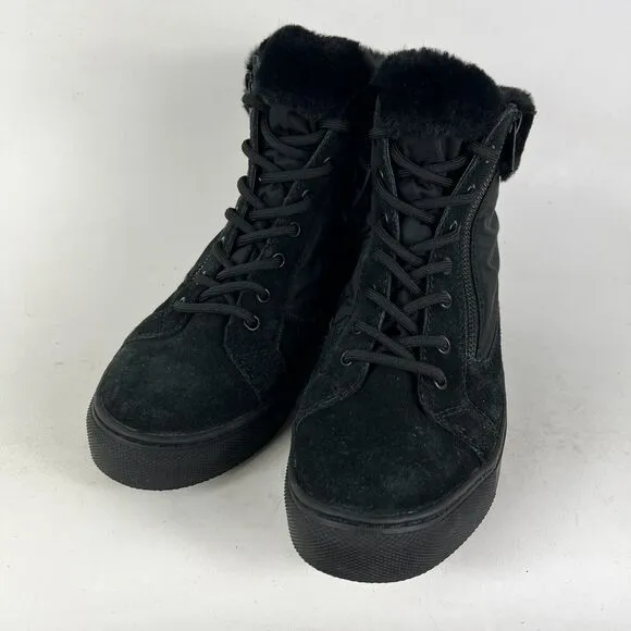 Cougar Dubliner-SN Shoes Women's 7 Black Suede Nylon Waterproof Faux Lapin Fur