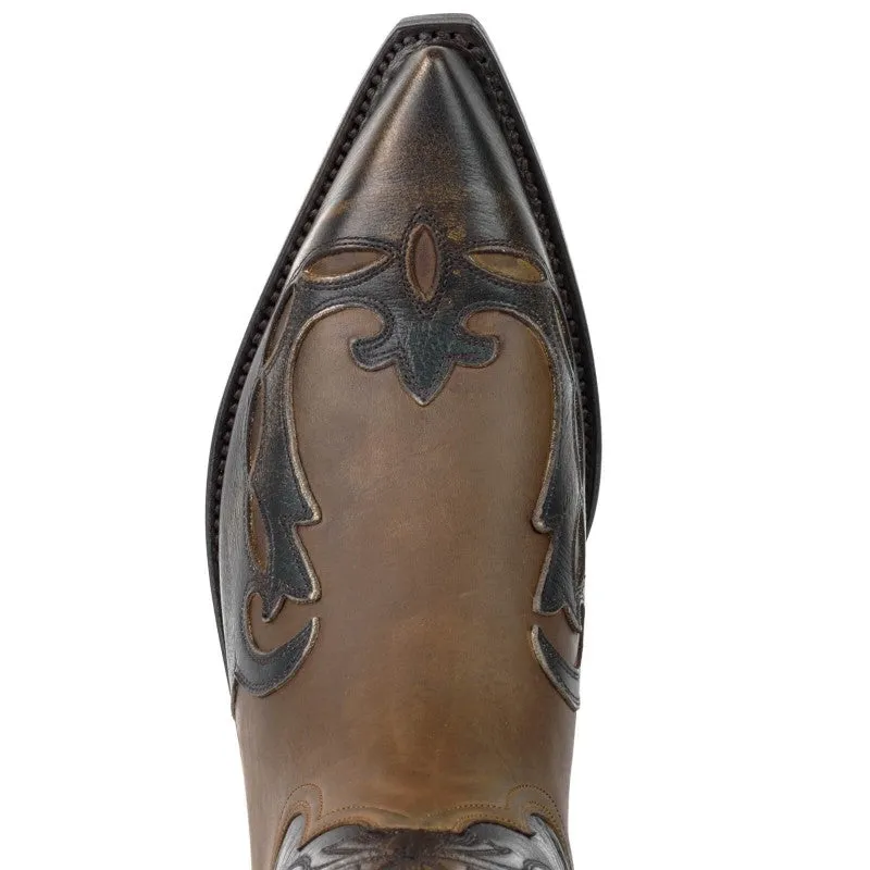 Cowboy Boots for Women and Men Handcrafted Brown and Gray Leather Silver 1927 Texans