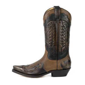 Cowboy Boots for Women and Men Handcrafted Brown and Gray Leather Silver 1927 Texans