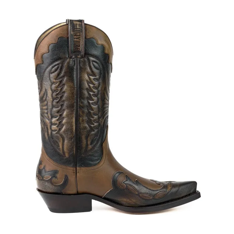 Cowboy Boots for Women and Men Handcrafted Brown and Gray Leather Silver 1927 Texans