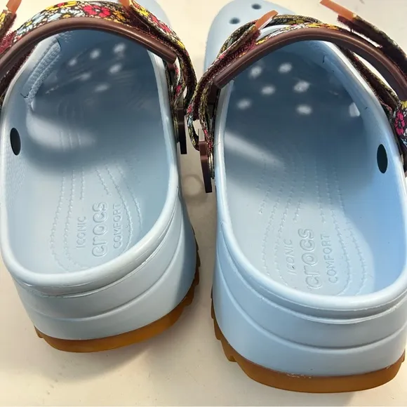 CROCS Classic Hiker Retro Floral Clogs Blue Calcite Mens 12 Women’s 14 eu 46 NEW