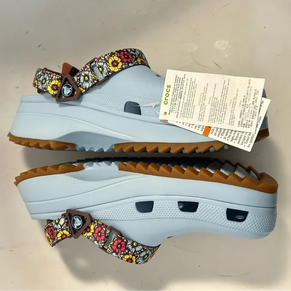 CROCS Classic Hiker Retro Floral Clogs Blue Calcite Mens 12 Women’s 14 eu 46 NEW