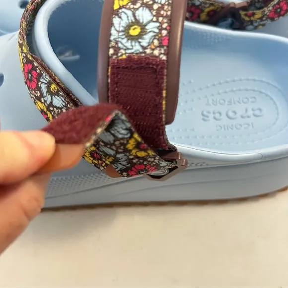 CROCS Classic Hiker Retro Floral Clogs Blue Calcite Mens 12 Women’s 14 eu 46 NEW
