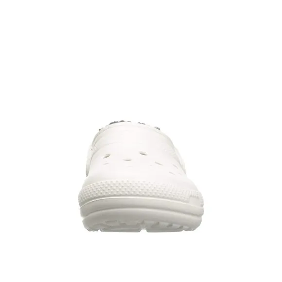CROCS CLASSIC LINED CLOG WHITE/GREY MEN'S 13, WOMEN'S 15 MEDIUM