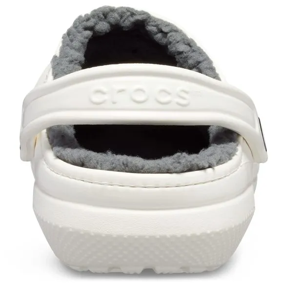 CROCS CLASSIC LINED CLOG WHITE/GREY MEN'S 13, WOMEN'S 15 MEDIUM