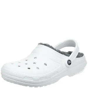 CROCS CLASSIC LINED CLOG WHITE/GREY MEN'S 13, WOMEN'S 15 MEDIUM