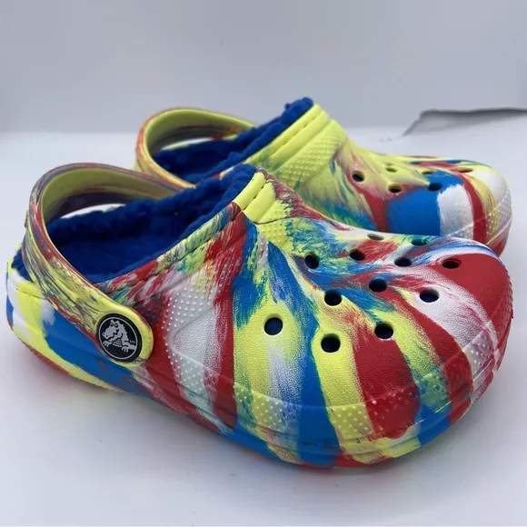 CROCS kids classic lined marbled clogs Size 9c