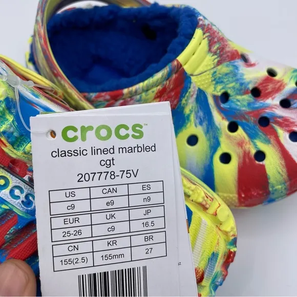 CROCS kids classic lined marbled clogs Size 9c