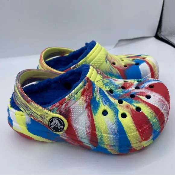 CROCS kids classic lined marbled clogs Size 9c