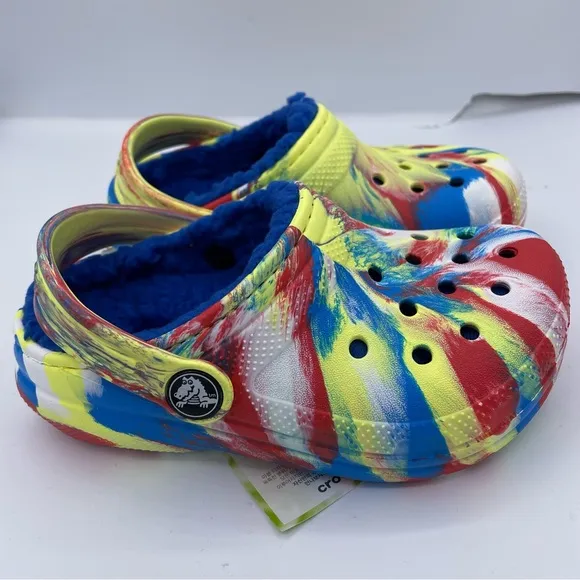 CROCS kids classic lined marbled clogs Size 9c