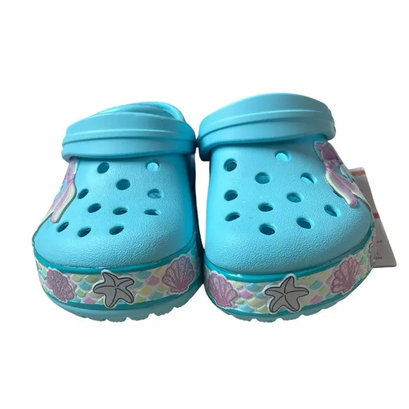 Crocs Kids' Fun Lab Mermaid Band Clogs Ice Blue NWT Size 8