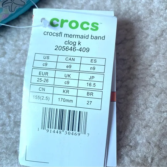 Crocs Kids' Fun Lab Mermaid Band Clogs Ice Blue NWT Size 8