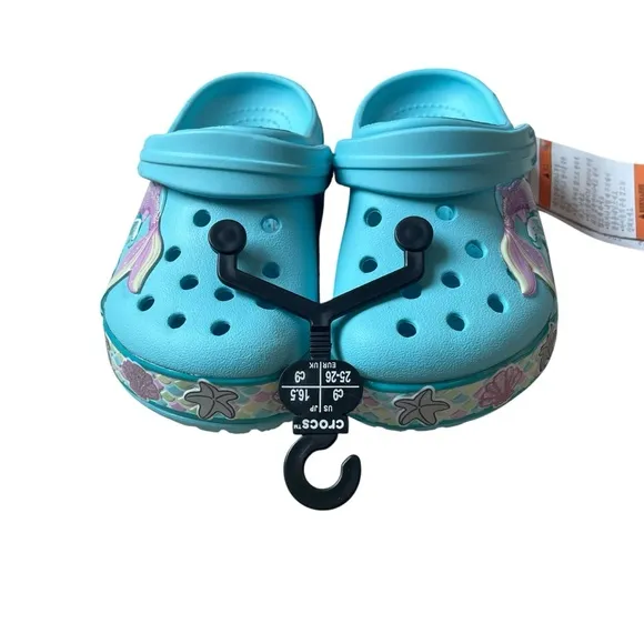Crocs Kids' Fun Lab Mermaid Band Clogs Ice Blue NWT Size 8
