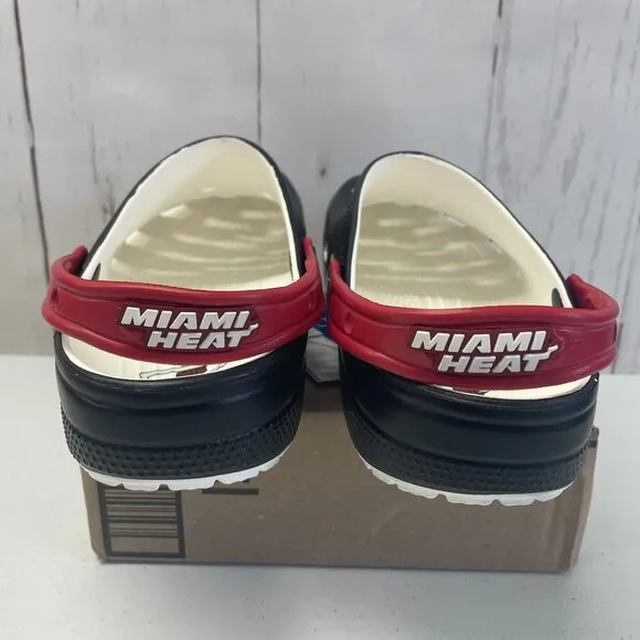 Crocs NBA Miami Heat Classic Clogs Mens 10 Womens 12 Basketball Black Red