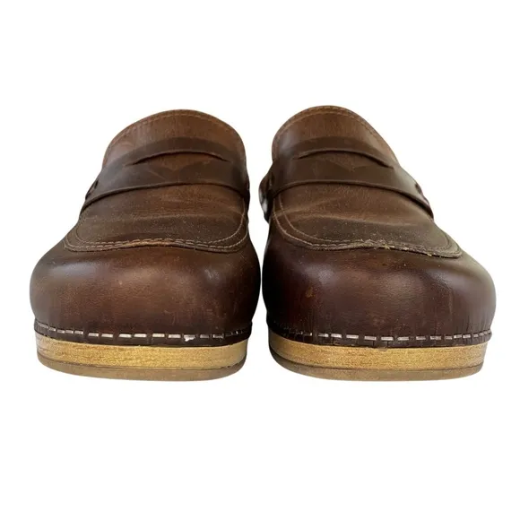 Dansko Women's Bel Mule - Comfort Penny Loafer Clog Brown Leather