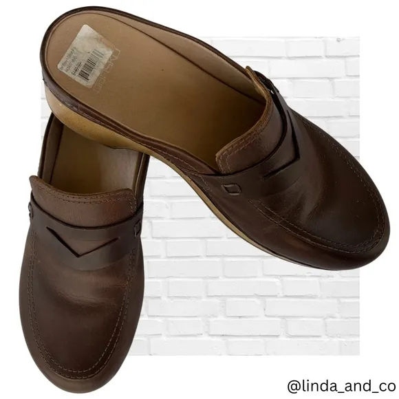 Dansko Women's Bel Mule - Comfort Penny Loafer Clog Brown Leather