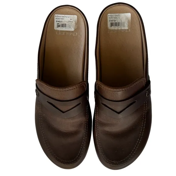 Dansko Women's Bel Mule - Comfort Penny Loafer Clog Brown Leather