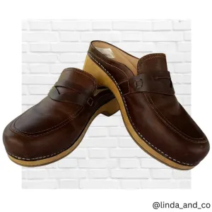 Dansko Women's Bel Mule - Comfort Penny Loafer Clog Brown Leather