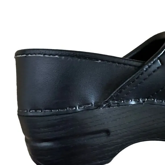 Dansko Womens Professional Comfort Leather Mule Clogs Shoes Black Sz 37
