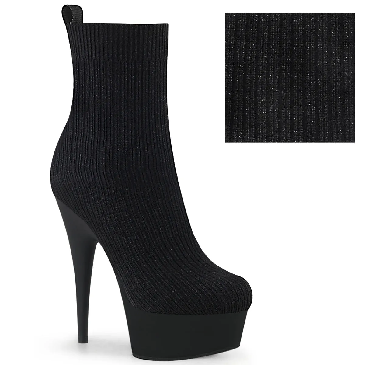 DELIGHT-1002-2  Black Stretch Knit Fabric/Black Matte