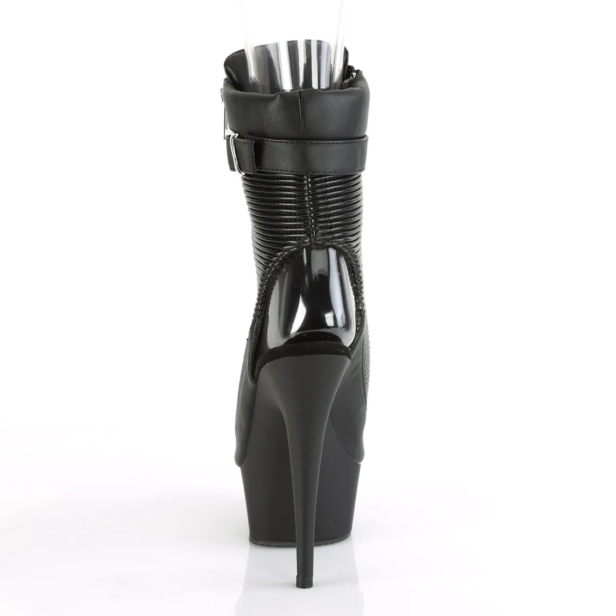 DELIGHT-1016-1  Black Faux Leather/Black Matte