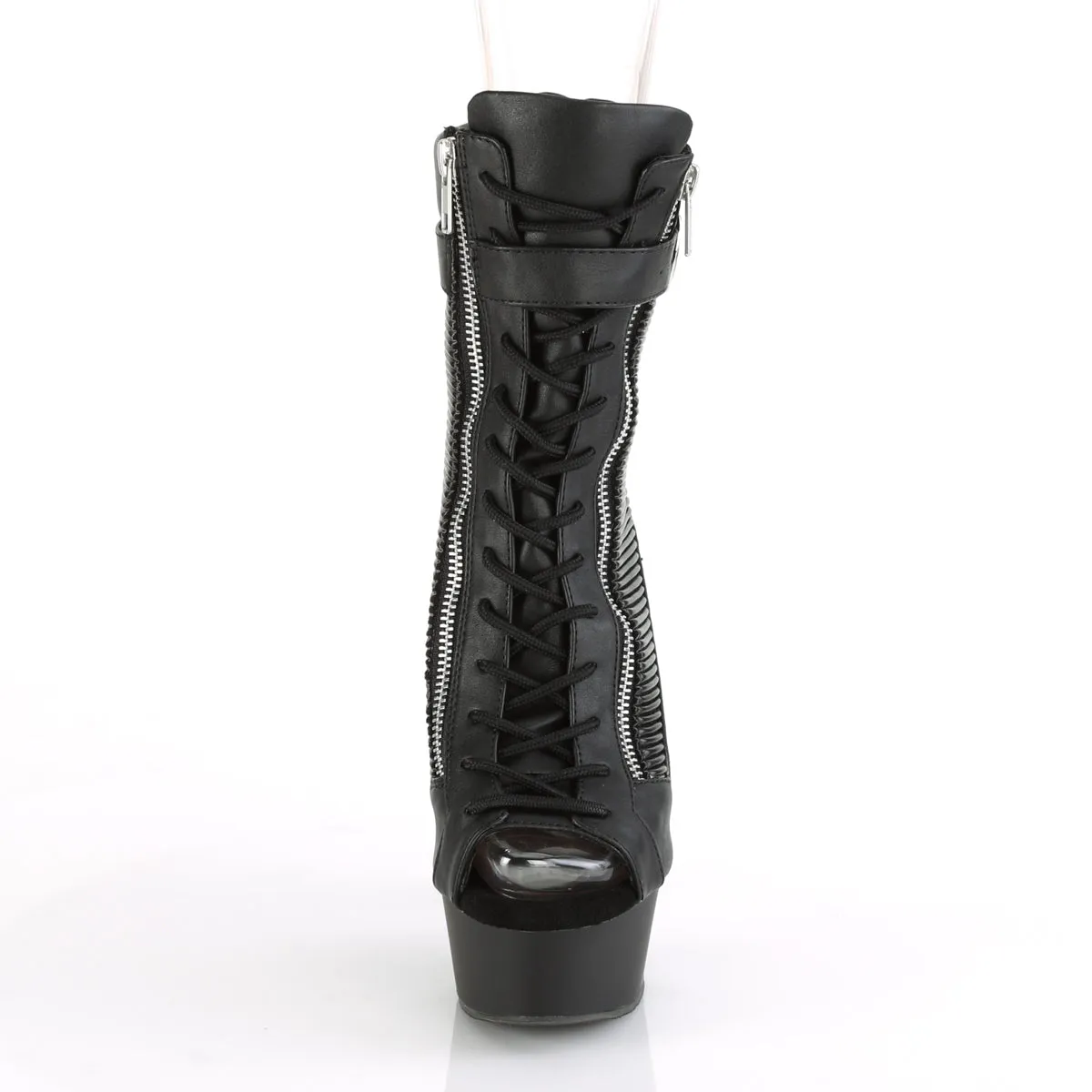 DELIGHT-1016-1  Black Faux Leather/Black Matte