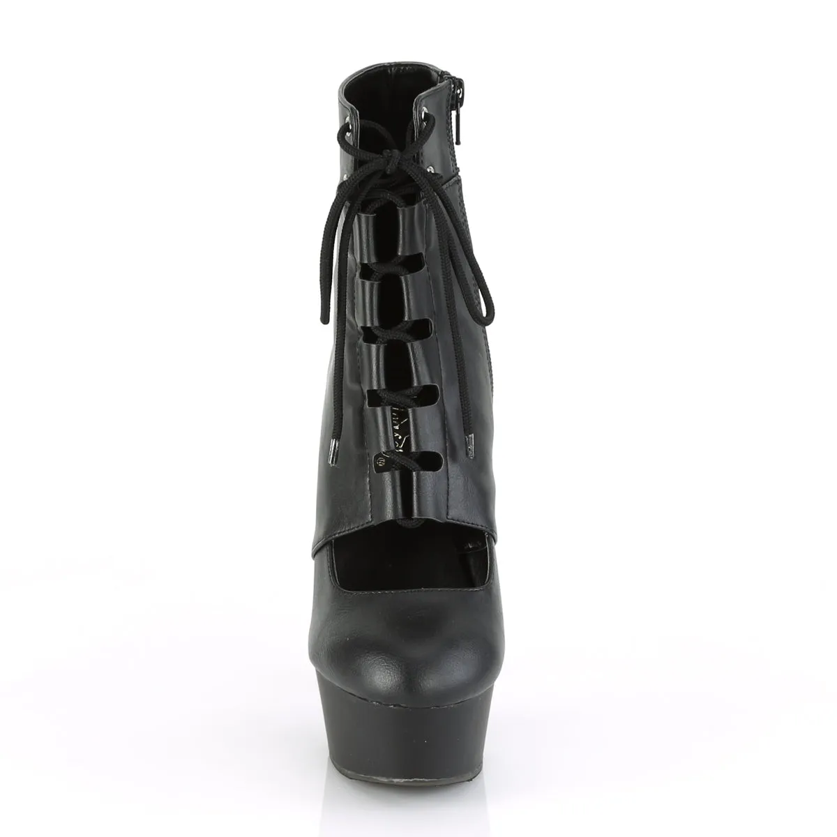 DELIGHT-600-21  Black Faux Leather/Black Matte