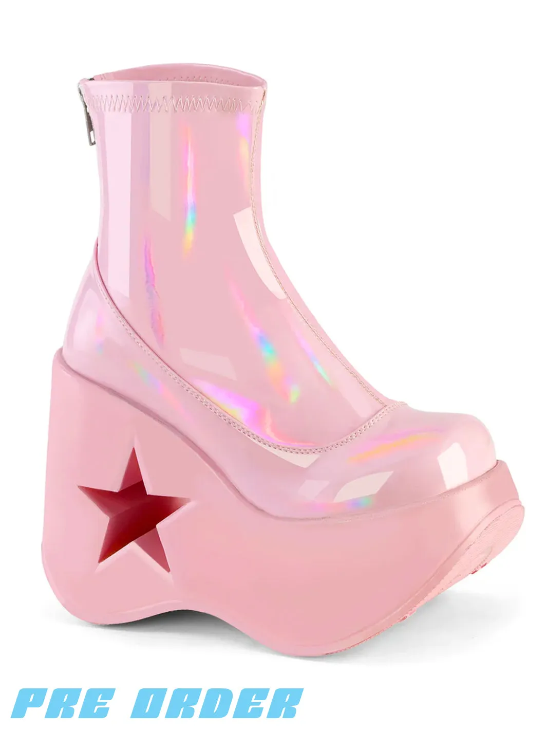 DEMONIA DYNAMITE-100 - PINK STRETCH HOLOGRAM ✰ PRE ORDER ✰