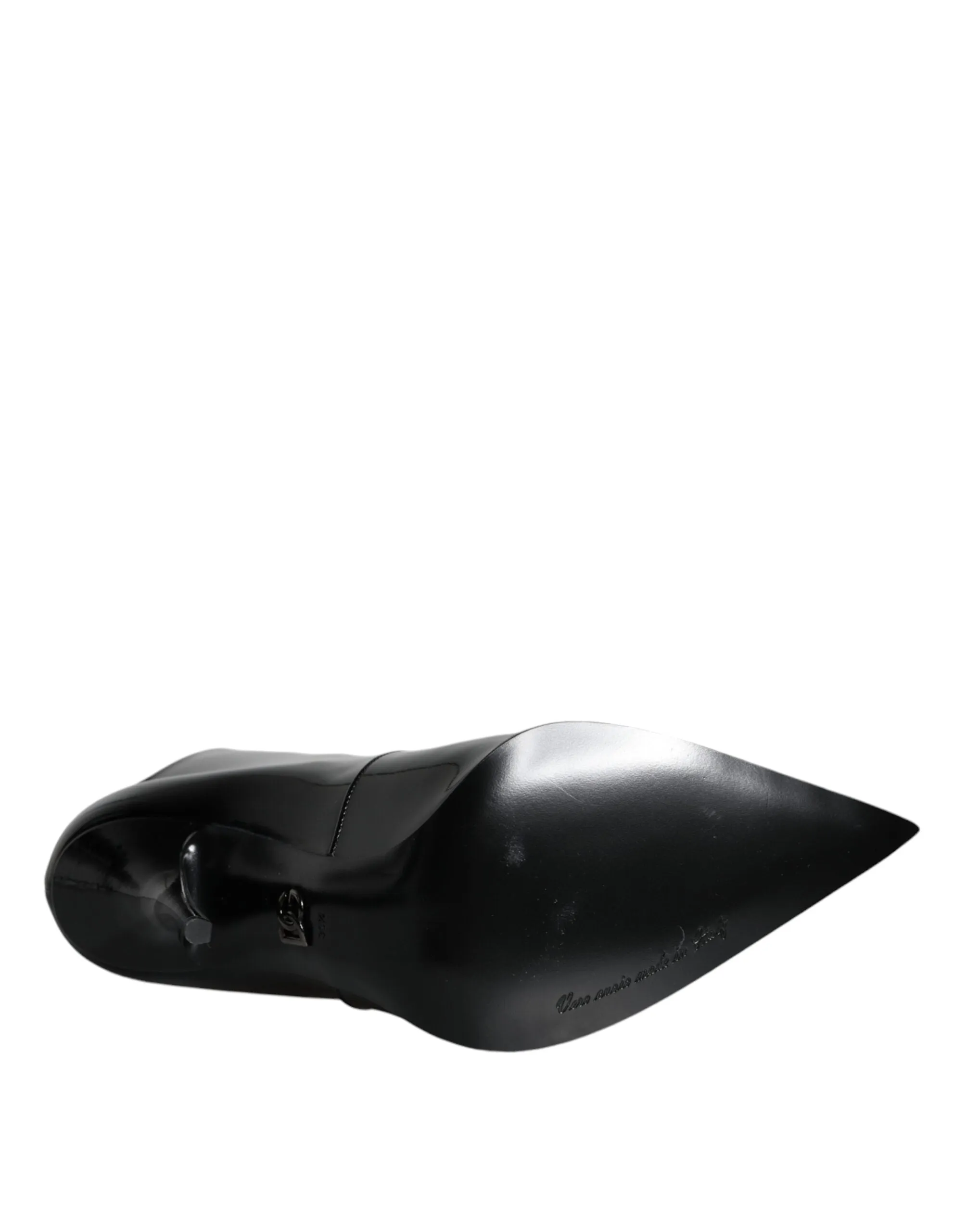 Dolce & Gabbana Black Patent Leather Pointed Ankle Boots Shoes