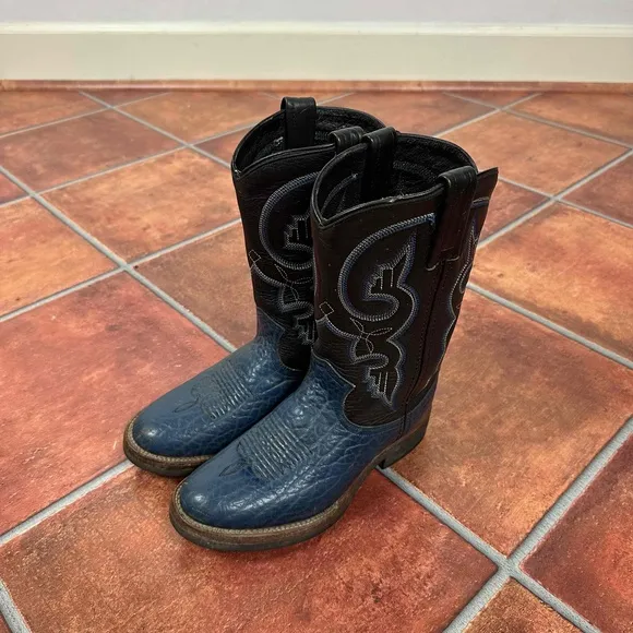 Double H Leather Pull Strap Western Embroidery Women’s Boots Size 6.5