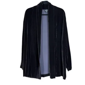 Eileen Fisher Brown (Eggplant) Velvet Open Front Rayon/Silk Blend Jacket Size M